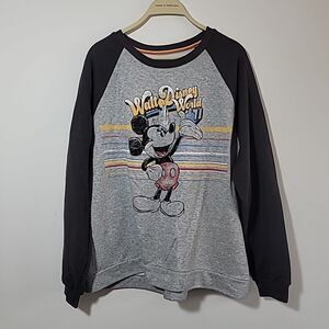 Disney Parks Sweatshirt Women’s 2x plus size gray raglan mickey mouse pullover